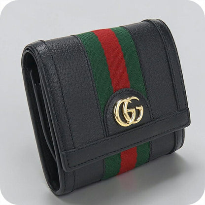 中古 グッチ 二つ折り財布 二折財布 レディース ブランド GUCCI オフィディア コンパクトウォレット レザー 719887 ブラック USDGU112609011