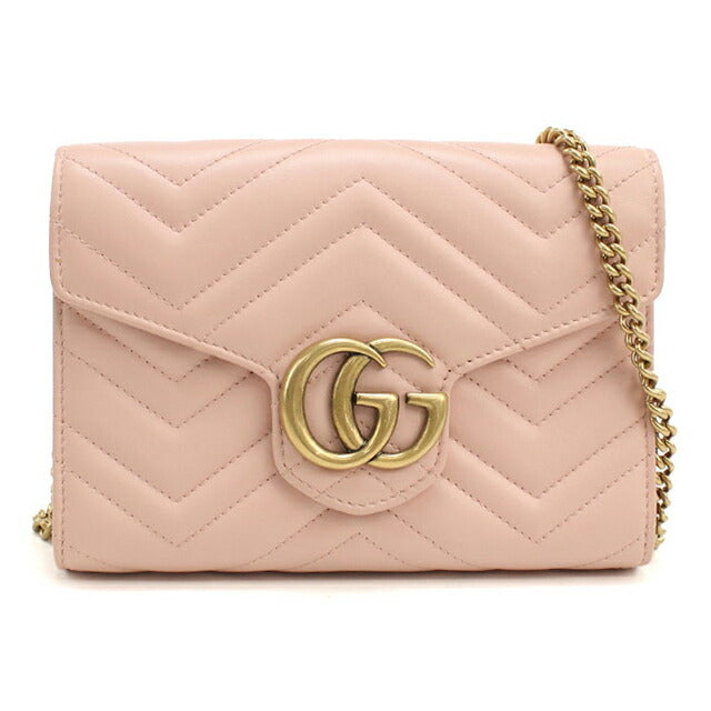 中古 グッチ チェーンウォレット レディース ブランド GUCCI GGマーモント 474575 ピンク USDGU112695011
