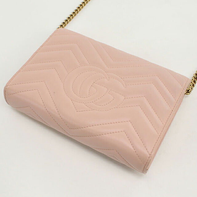 中古 グッチ チェーンウォレット レディース ブランド GUCCI GGマーモント 474575 ピンク USDGU112695011