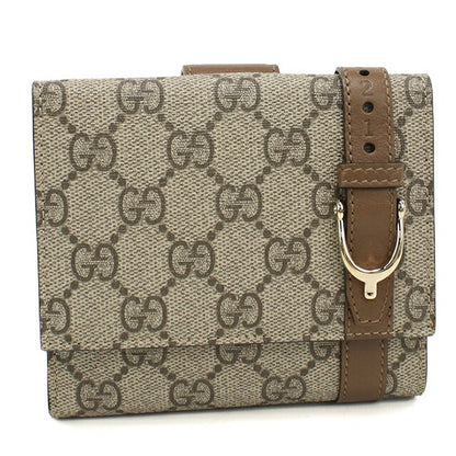 中古 グッチ 二つ折り財布 二折財布 レディース ブランド GUCCI GGスプリーム Wホック 309755 ベージュ USDGU112701011