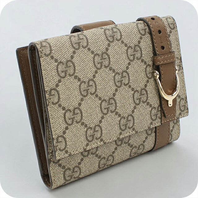 中古 グッチ 二つ折り財布 二折財布 レディース ブランド GUCCI GGスプリーム Wホック 309755 ベージュ USDGU112701011