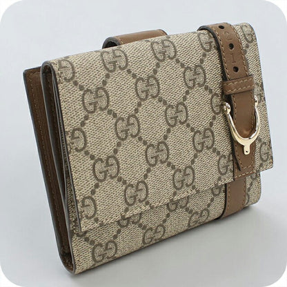 中古 グッチ 二つ折り財布 二折財布 レディース ブランド GUCCI GGスプリーム Wホック 309755 ベージュ USDGU112701011