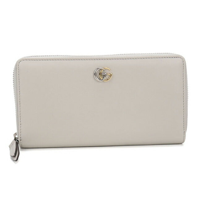 中古 グッチ 長財布ラウンドファスナー レディース ブランド GUCCI GGマーモント ジップアラウンドウォレット レザー 790057 グレー USDGU112942011