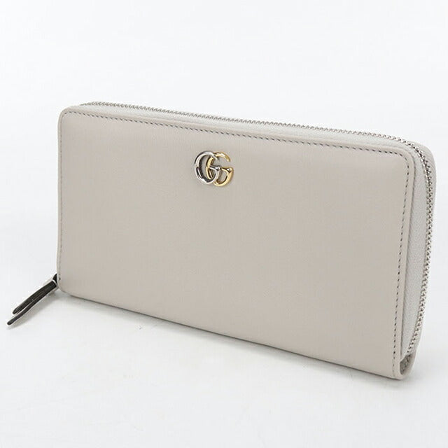 中古 グッチ 長財布ラウンドファスナー レディース ブランド GUCCI GGマーモント ジップアラウンドウォレット レザー 790057 グレー USDGU112942011
