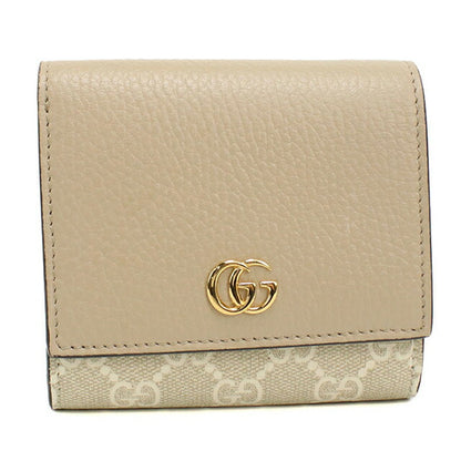 中古 グッチ 二つ折り財布 二折財布 レディース ブランド GUCCI ダブルG ミディアム ウォレット レザー 598587 ベージュ USDGU113427011
