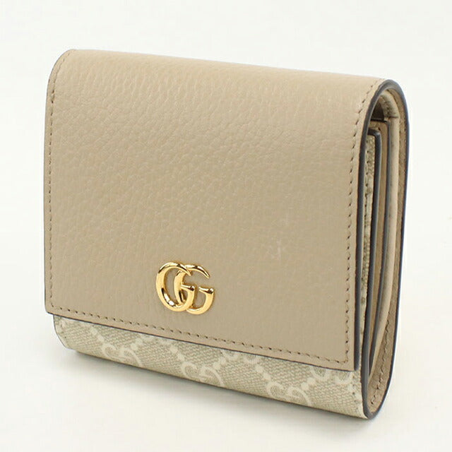 中古 グッチ 二つ折り財布 二折財布 レディース ブランド GUCCI ダブルG ミディアム ウォレット レザー 598587 ベージュ USDGU113427011