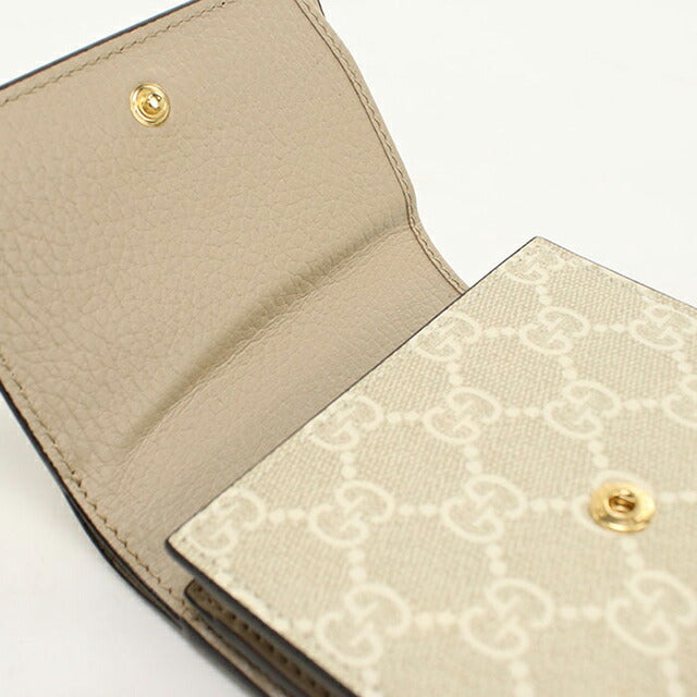 中古 グッチ 二つ折り財布 二折財布 レディース ブランド GUCCI ダブルG ミディアム ウォレット レザー 598587 ベージュ USDGU113427011