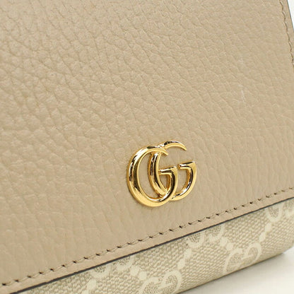 中古 グッチ 二つ折り財布 二折財布 レディース ブランド GUCCI ダブルG ミディアム ウォレット レザー 598587 ベージュ USDGU113427011