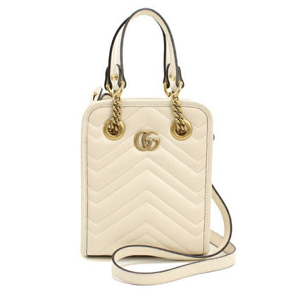 中古 グッチ ハンドバッグ レディース ブランド GUCCI GGマーモント 2WAY レザー 696123 ホワイト USDGU113469011