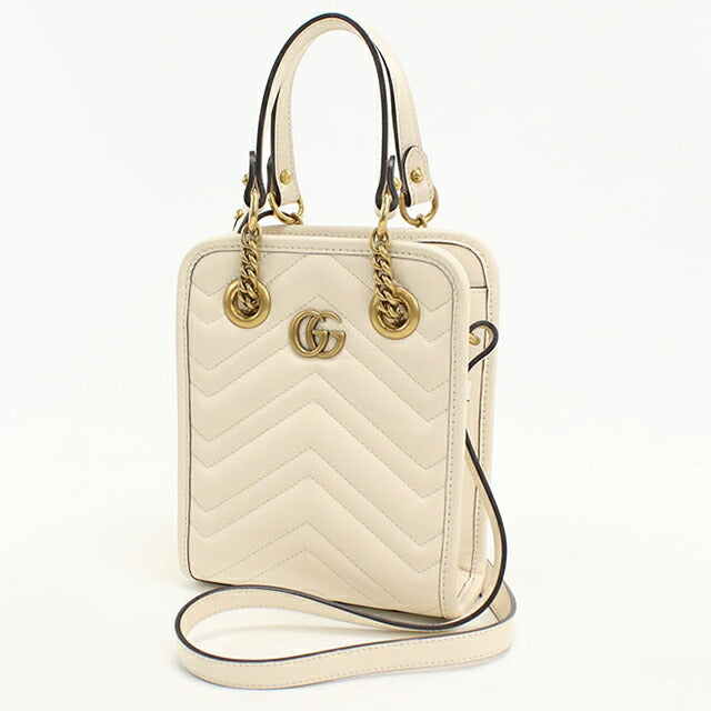 中古 グッチ ハンドバッグ レディース ブランド GUCCI GGマーモント 2WAY レザー 696123 ホワイト USDGU113469011