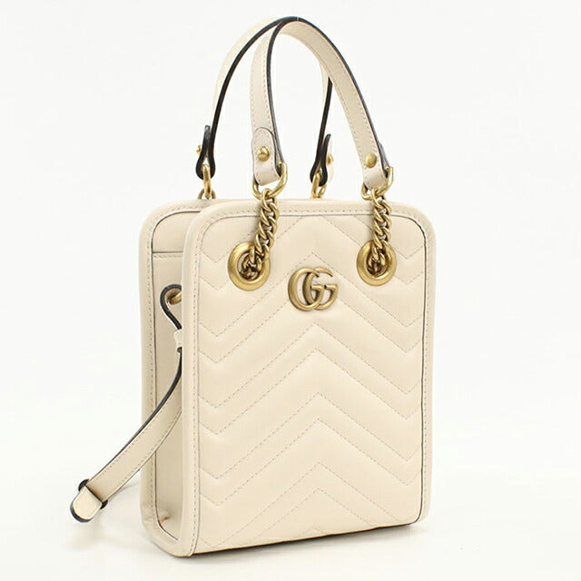 中古 グッチ ハンドバッグ レディース ブランド GUCCI GGマーモント 2WAY レザー 696123 ホワイト USDGU113469011
