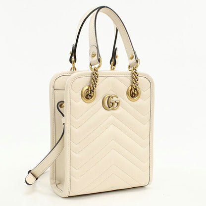 中古 グッチ ハンドバッグ レディース ブランド GUCCI GGマーモント 2WAY レザー 696123 ホワイト USDGU113469011