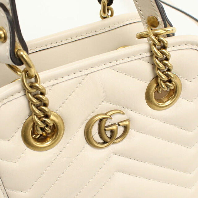 中古 グッチ ハンドバッグ レディース ブランド GUCCI GGマーモント 2WAY レザー 696123 ホワイト USDGU113469011