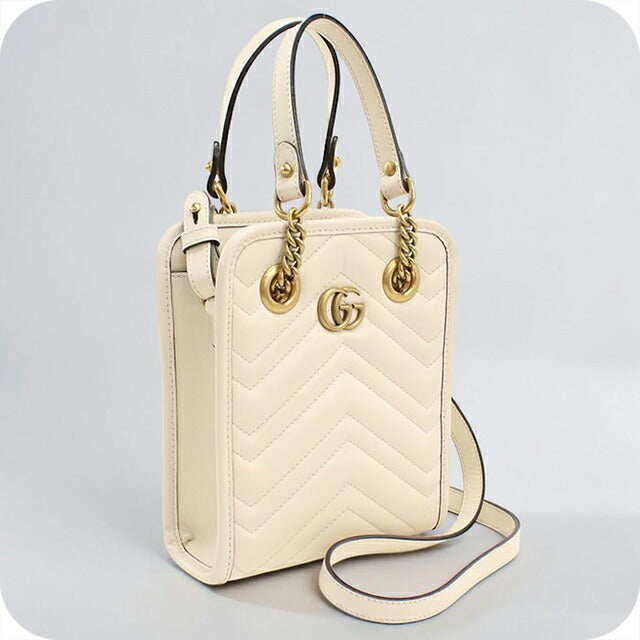 中古 グッチ ハンドバッグ レディース ブランド GUCCI GGマーモント 2WAY レザー 696123 ホワイト USDGU113469011