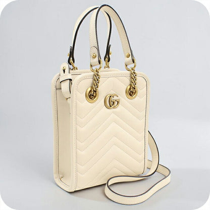中古 グッチ ハンドバッグ レディース ブランド GUCCI GGマーモント 2WAY レザー 696123 ホワイト USDGU113469011