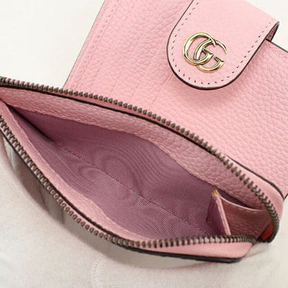 中古 グッチ 二つ折り財布 二折財布 レディース ブランド GUCCI ダブルG バンブー付 ミディアムウォレット レザー 739498 ピンク USDGU113657011