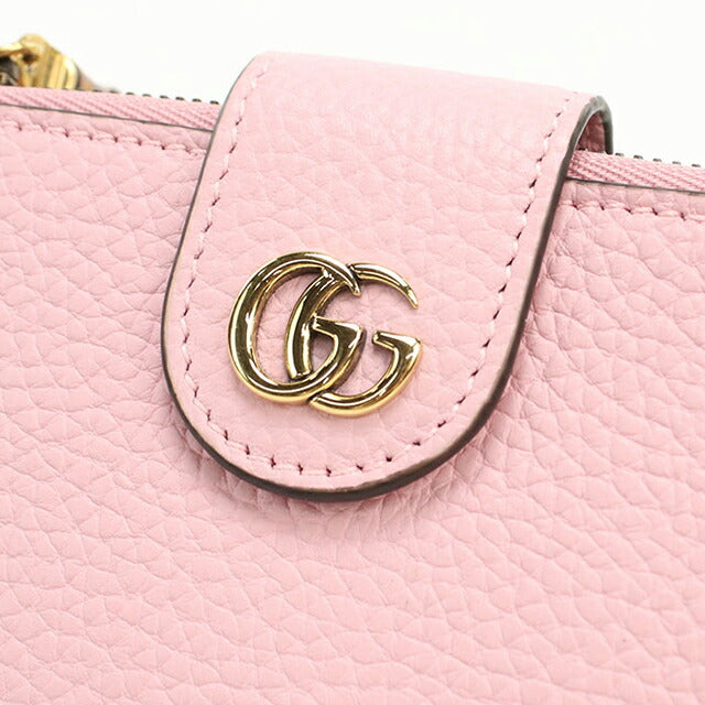 中古 グッチ 二つ折り財布 二折財布 レディース ブランド GUCCI ダブルG バンブー付 ミディアムウォレット レザー 739498 ピンク USDGU113657011