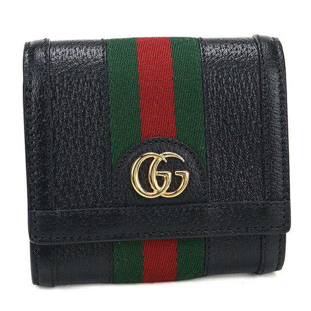 中古 グッチ 二つ折り財布 二折財布 レディース ブランド GUCCI オフィディア レザー 719887 ブラック USDGU114011011