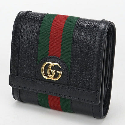 中古 グッチ 二つ折り財布 二折財布 レディース ブランド GUCCI オフィディア レザー 719887 ブラック USDGU114011011