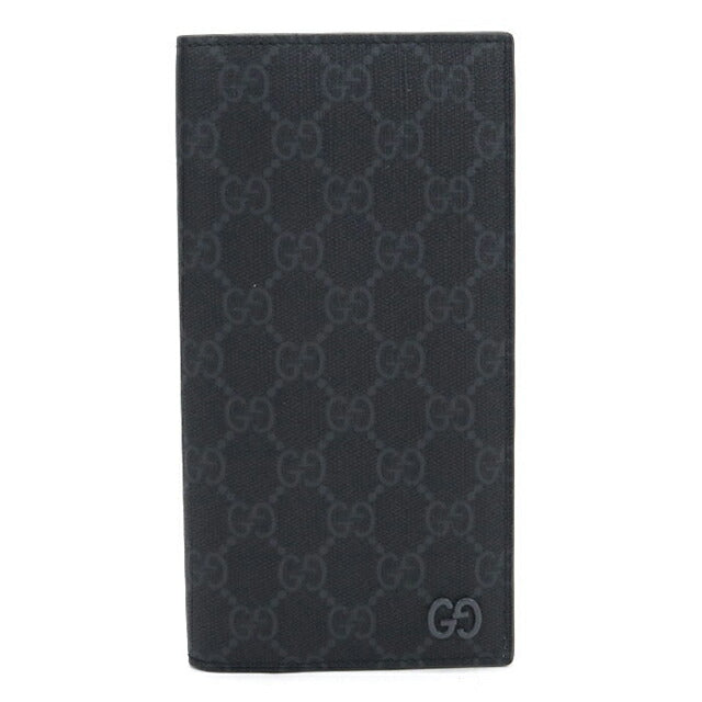 中古 グッチ 長財布ニ折小銭入付き メンズ ブランド GUCCI GGスプリーム ロングウォレット グレーインテリア 856563 ブラック USDGU114015011