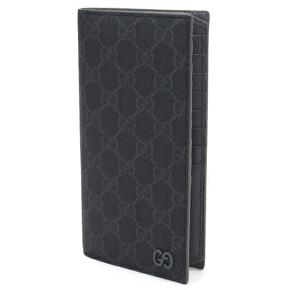 中古 グッチ 長財布ニ折小銭入付き メンズ ブランド GUCCI GGスプリーム ロングウォレット グレーインテリア 856563 ブラック USDGU114015011