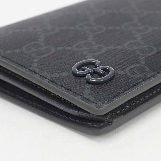 中古 グッチ 長財布ニ折小銭入付き メンズ ブランド GUCCI GGスプリーム ロングウォレット グレーインテリア 856563 ブラック USDGU114015011