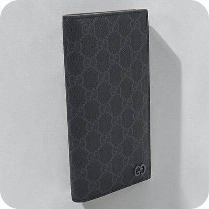 中古 グッチ 長財布ニ折小銭入付き メンズ ブランド GUCCI GGスプリーム ロングウォレット グレーインテリア 856563 ブラック USDGU114015011