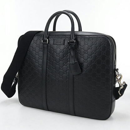 中古 グッチ ブリーフケース メンズ ブランド GUCCI グッチシマ レザー 428041 ブラック USDGU114165011