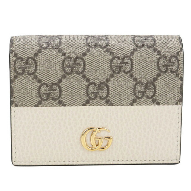 中古 グッチ 二つ折り財布 二折財布 レディース ブランド GUCCI ダブルG バイカラー カードケース ウォレット 658610 ベージュ USDGU114295011