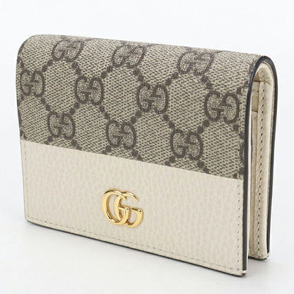 中古 グッチ 二つ折り財布 二折財布 レディース ブランド GUCCI ダブルG バイカラー カードケース ウォレット 658610 ベージュ USDGU114295011