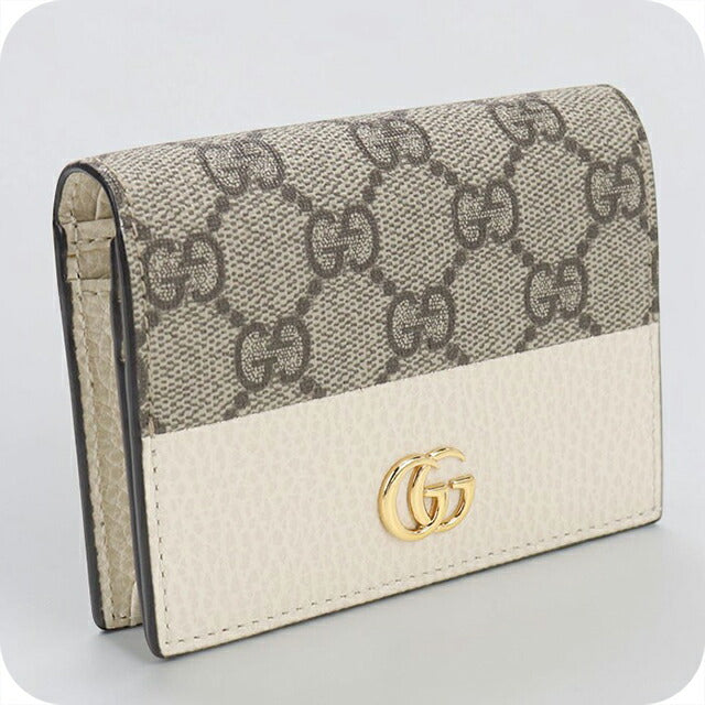 中古 グッチ 二つ折り財布 二折財布 レディース ブランド GUCCI ダブルG バイカラー カードケース ウォレット 658610 ベージュ USDGU114295011