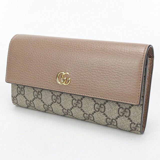 中古 グッチ 長財布二折 レディース ブランド GUCCI ダブルG バイカラー コンチネンタルウォレット レザー 456116 ベージュ USDGU114298011