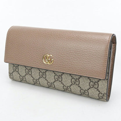 中古 グッチ 長財布二折 レディース ブランド GUCCI ダブルG バイカラー コンチネンタルウォレット レザー 456116 ベージュ USDGU114298011