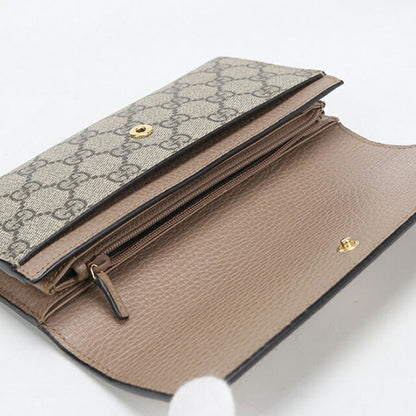 中古 グッチ 長財布二折 レディース ブランド GUCCI ダブルG バイカラー コンチネンタルウォレット レザー 456116 ベージュ USDGU114298011