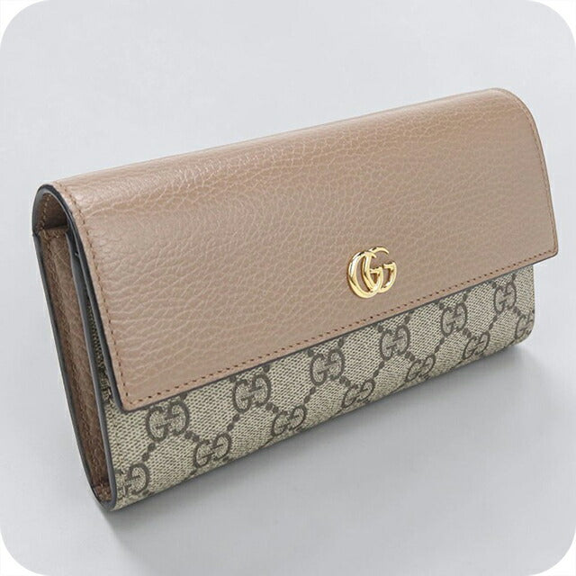 中古 グッチ 長財布二折 レディース ブランド GUCCI ダブルG バイカラー コンチネンタルウォレット レザー 456116 ベージュ USDGU114298011