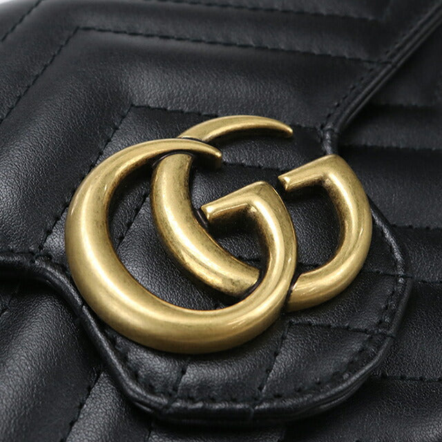 中古 グッチ チェーンウォレット レディース ブランド GUCCI GGマーモント レザー 474575 ブラック USDGU114375011