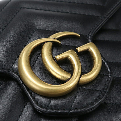中古 グッチ チェーンウォレット レディース ブランド GUCCI GGマーモント レザー 474575 ブラック USDGU114375011