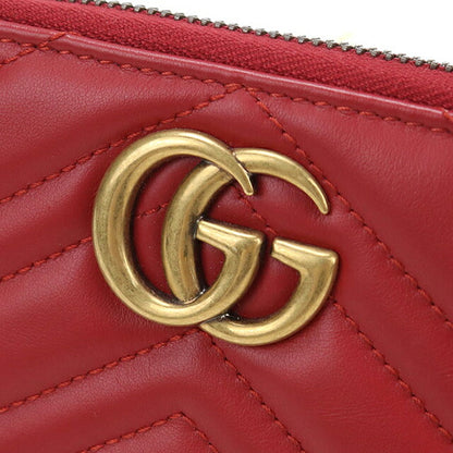中古 グッチ 長財布ラウンドファスナー レディース ブランド GUCCI GGマーモント ジップアラウンドウォレット 443123 レッド USDGU114489011