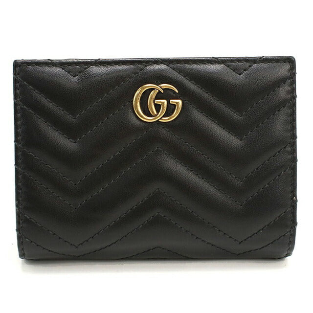 中古 グッチ 二つ折り財布 二折財布 レディース ブランド GUCCI GGマーモント 773427 ブラック USDGU114686011