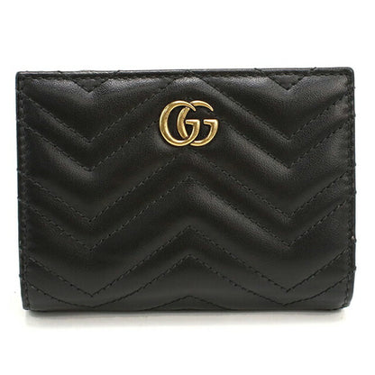 中古 グッチ 二つ折り財布 二折財布 レディース ブランド GUCCI GGマーモント 773427 ブラック USDGU114686011