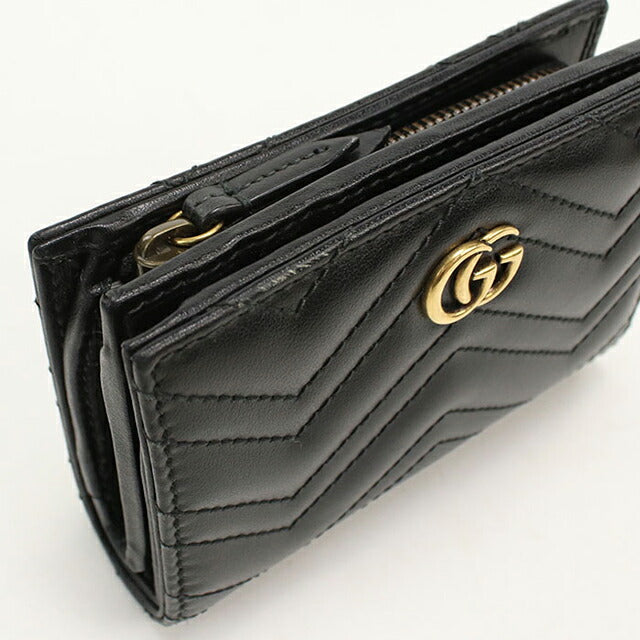 中古 グッチ 二つ折り財布 二折財布 レディース ブランド GUCCI GGマーモント 773427 ブラック USDGU114686011