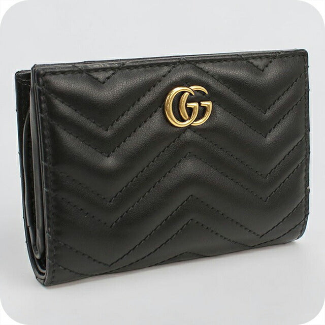 中古 グッチ 二つ折り財布 二折財布 レディース ブランド GUCCI GGマーモント 773427 ブラック USDGU114686011