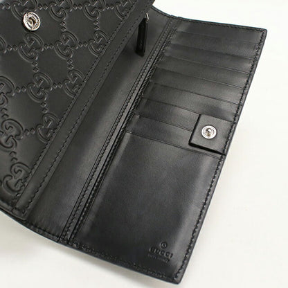 中古 グッチ 長財布二折 メンズ ブランド GUCCI グッチシマ 長財布二折 481727 ブラック USDGU114691011