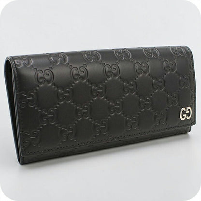 中古 グッチ 長財布二折 メンズ ブランド GUCCI グッチシマ 長財布二折 481727 ブラック USDGU114691011