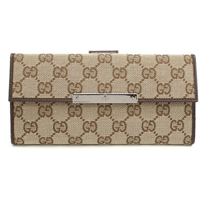 中古 グッチ 長財布二折 レディース ブランド GUCCI GGキャンバス Wホック 112715 ベージュ USDGU114693011