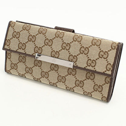 中古 グッチ 長財布二折 レディース ブランド GUCCI GGキャンバス Wホック 112715 ベージュ USDGU114693011