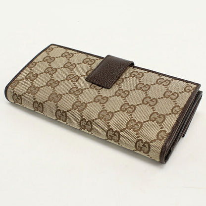 中古 グッチ 長財布二折 レディース ブランド GUCCI GGキャンバス Wホック 112715 ベージュ USDGU114693011