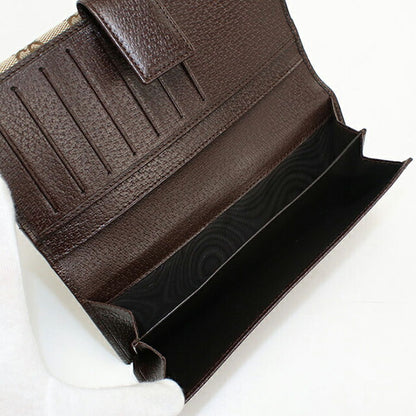 中古 グッチ 長財布二折 レディース ブランド GUCCI GGキャンバス Wホック 112715 ベージュ USDGU114693011