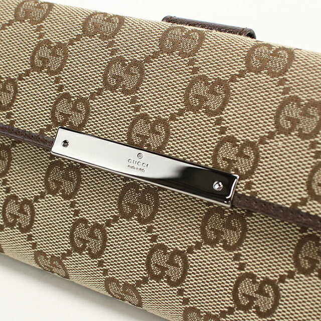 中古 グッチ 長財布二折 レディース ブランド GUCCI GGキャンバス Wホック 112715 ベージュ USDGU114693011