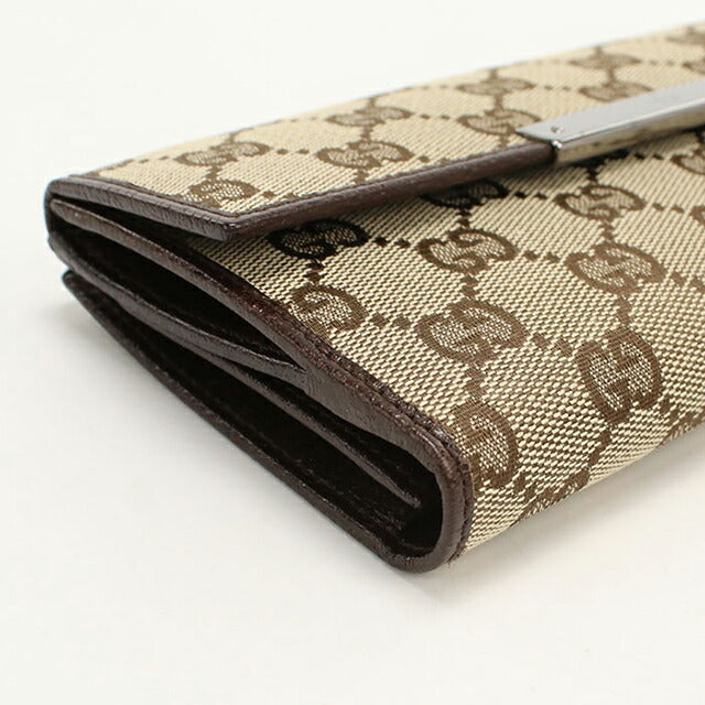 中古 グッチ 長財布二折 レディース ブランド GUCCI GGキャンバス Wホック 112715 ベージュ USDGU114693011